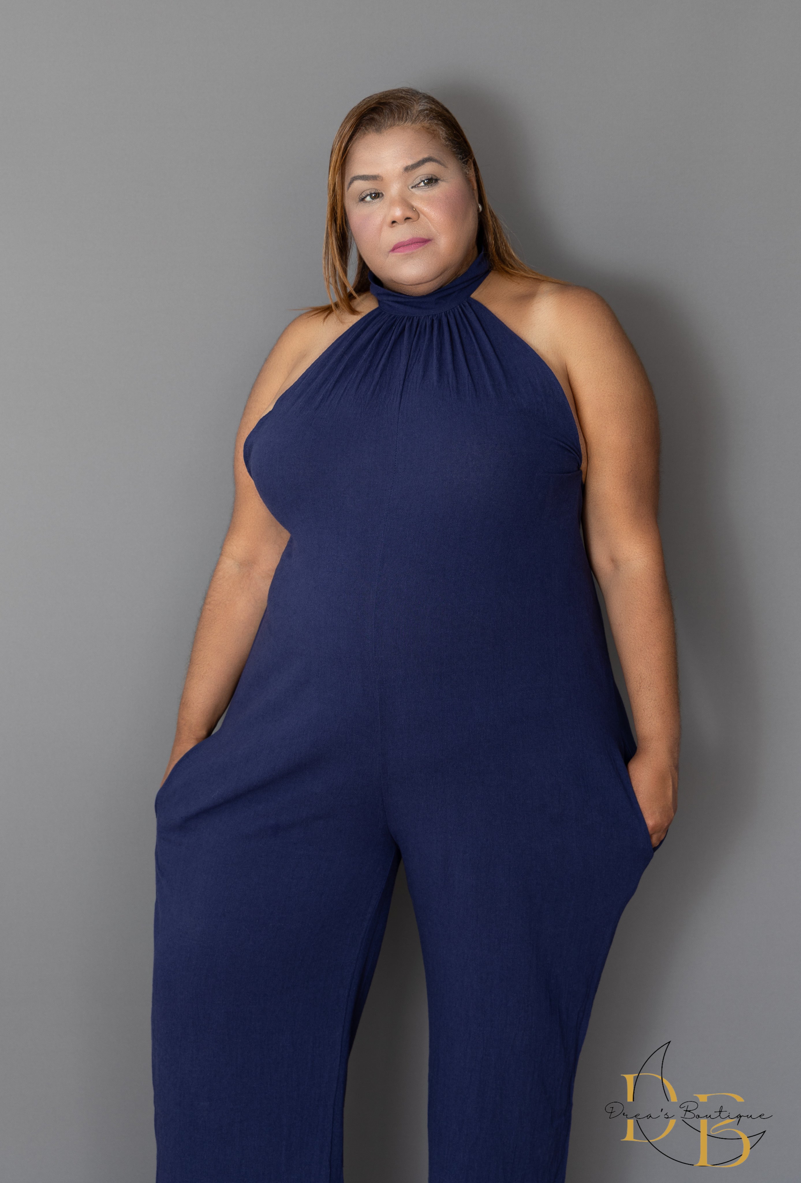 Blue polo jumpsuit deals size large