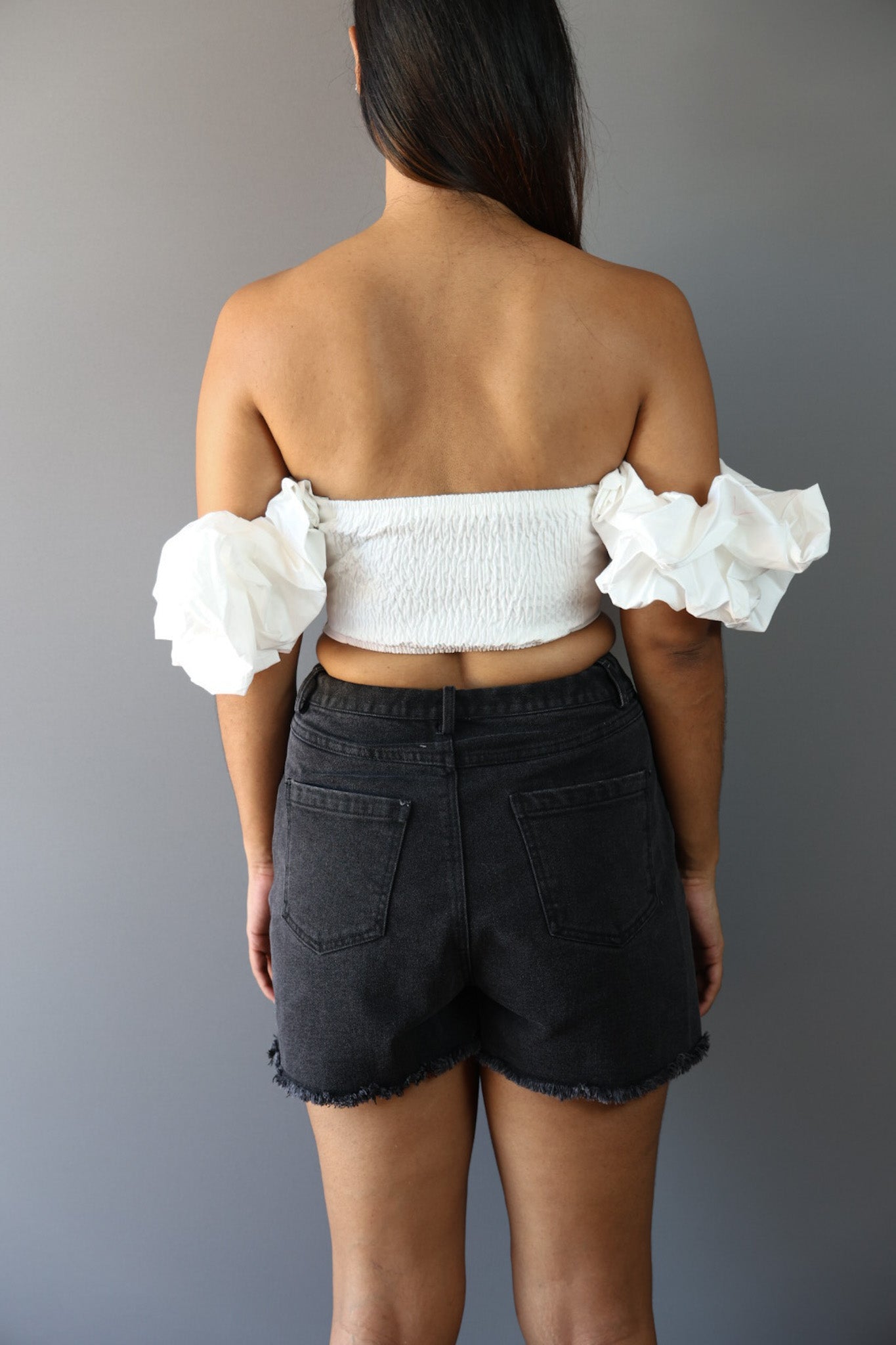 Ruffled Off Shoulder Crop Top